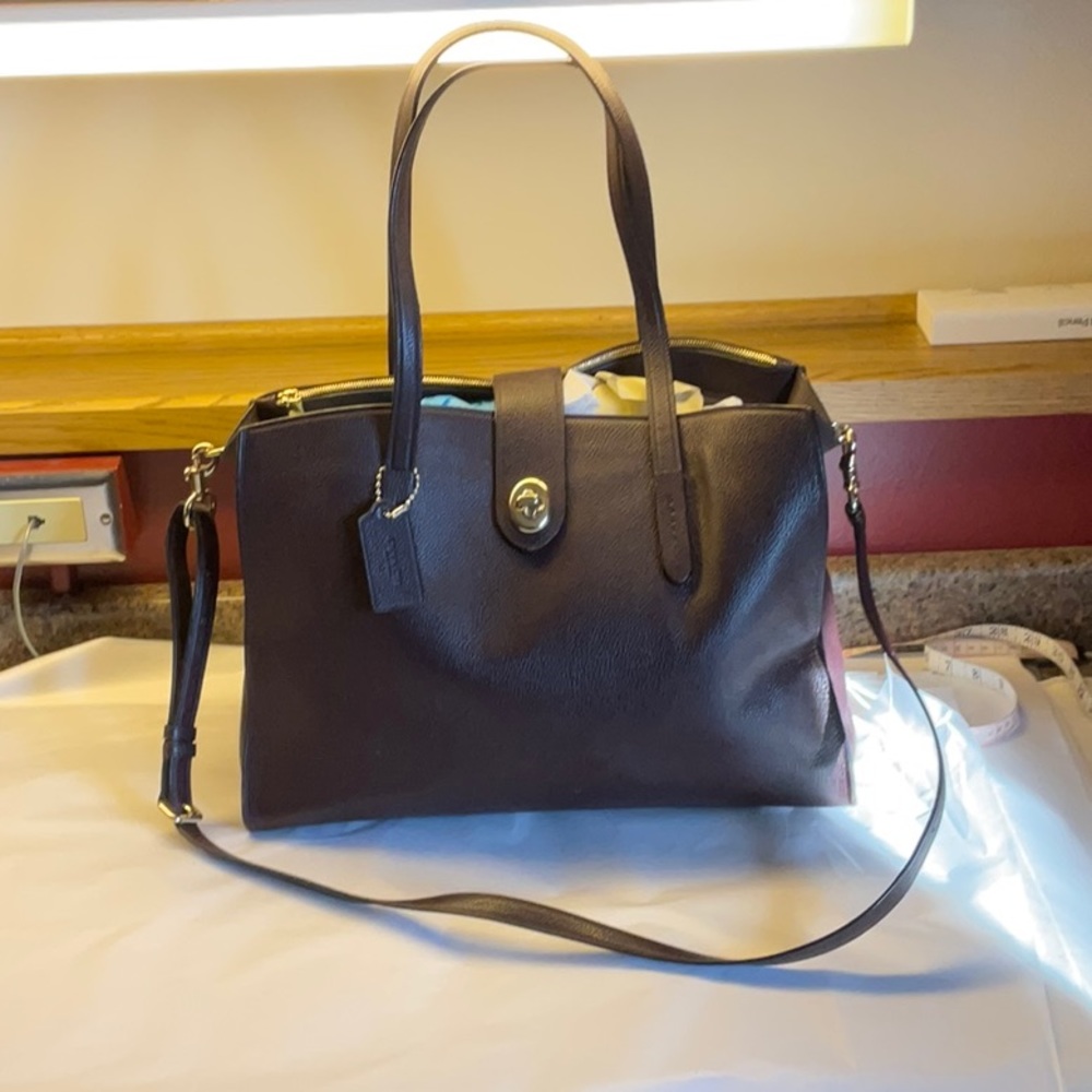 COACH 31026 Oxblood Turnlock Charlie Carryall Pebbled Leather